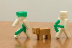 Minecraft Steve And Piggy 3D Printer Model