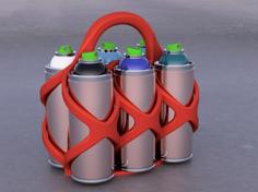 Spray Paint Can 6-Pack Holder: Minimal Supports Required; Just One 3D Printer Model