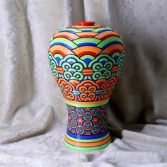 Korean Traditional Vase_Dancheong Pattern (Multi Color) 3D Printer Model