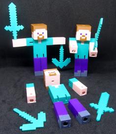 Minecraft Steve Articulated 3D Printer Model