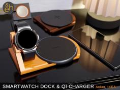 Smartwatch Dock With QI Phone Charger 3D Printer Model