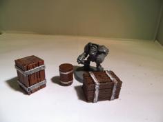 28 Mm Warhammer Scale – Accessories – Barrel And Crate 3D Printer Model