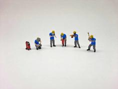 N Scale Construction Workers With Tools 3D Printer Model