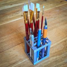 Paint Brush Pen Pencil Tool Rack Holder Stand 3D Printer Model