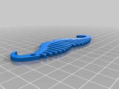 Mustache Comb Keychain 3D Printer Model