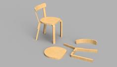 Artek Alvar Aalto Chair 69 1:12 For Doll House 3D Printer Model