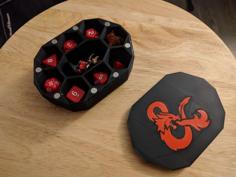 D&D Dice Box – 8 Dice, With Miniature 3D Printer Model