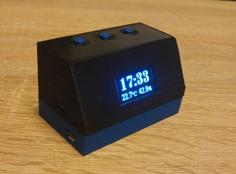 Retro Desktop Temperature Sensor, Clock, Weather Station, Arduino Based, 0.96 OLED Display 3D Printer Model