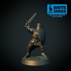 Crusader Knight 28mm (supportless, FDM Friendly) 3D Printer Model