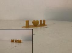 I❤️U / MOM Two Words In One Print. (Ambigram) 3D Printer Model