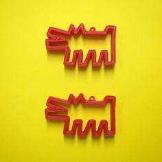 Kieth Haring Dog Earrings 3D Printer Model