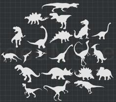 Collection Of Dinosaurs 2D Wall Art 3D Printer Model