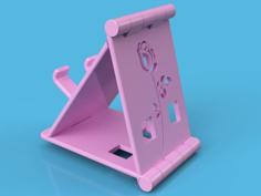 Folding Phone Stand With Rose 3D Printer Model