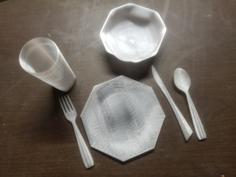 Tableware – Plate, Bowl, Cup, Spoon, Fork, And Knife 3D Printer Model