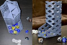 Hexagon _ Criss Cross Dice Tower & Tray 3D Printer Model