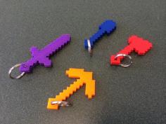 Minecraft Tools With Keychain Hole 3D Printer Model