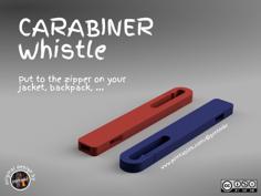 Super-mini CARABINER WHISTLE For Your Zipper! Quick Print! 3D Printer Model