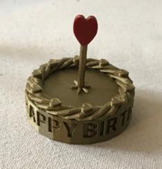 Birthday Cake With Heart Candle 3D Printer Model