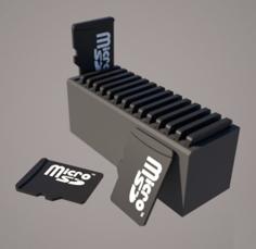 Micro SD Card Slotted Holder 3D Printer Model