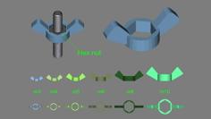 Hex Nut To Wing Nut Collection M3-m10 3D Printer Model