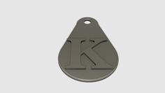 Letter K Key Fob 3D Printer Model