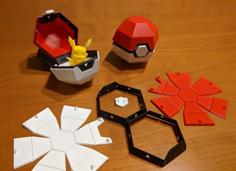 Low Poly Pokeball Foldable Box 3D Printer Model