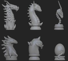 Dragon Chess Set 3D Printer Model