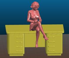 Sexy Stenotypist Sitting On The Desk – Remix 3D Printer Model