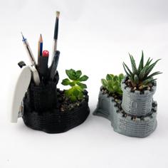 Multipurpose Castle Planter – Tower Planter And Pen Holder 3D Printer Model