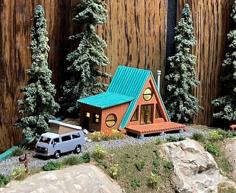 A-Frame Wooden Cabin (N Scale 1:160) 3D Printer Model