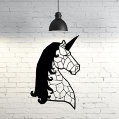 Unicorn Wall Sculpture 2D 3D Printer Model