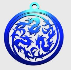 Three Dragons Pendant 3D Printer Model