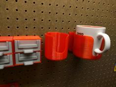 Pegboard Mounted Coffee Cup Holder 3D Printer Model