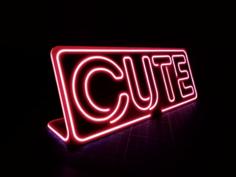 Neon Sign 3D Printable “CUTE” / “BEER” 3D Printer Model