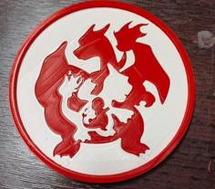 Charmander Charmeleon Charizard Pokemon Coaster 3D Printer Model