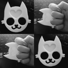 Cute Cat Knuckle Duster Keychain | Self Defense 3D Printer Model