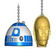 R2D2 | C3P0 Pull Ball Chain Or Keychain Knob | Handle | Fob | Finials 3D Printer Model