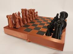 Chess Set With Folding Board Box 3D Printer Model