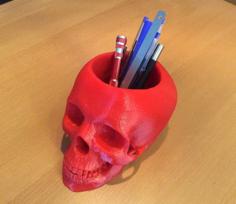 Skull Pen And Pencil Holder 3D Printer Model