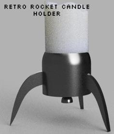 Retro Rocket Candle Holder 3D Printer Model