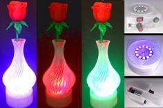 Valentine Vase Dazzler: Color LED Light Base For Valentines Vase & Flowers 3D Printer Model