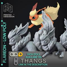 Flareon – Pokemon – Low Poly Fan Art 3D Printer Model