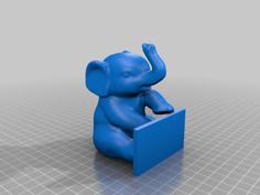 Sitting Elephant Holding A Sign 3D Printer Model