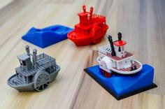 Old Paddle-wheel Steam Boat With Display Stand (visual Benchy) 3D Printer Model