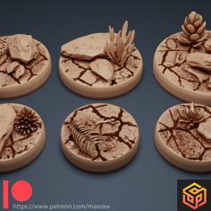 Round Bases Set – DESERT – FREE SAMPLE ! 3D Printer Model