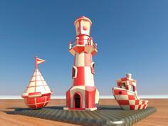 Lighthouse-Buoy-Ship, Dual Extruder Test 3D Printer Model