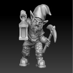 Evil Gnome With Pickaxe And Lantern Remake Of PollyGrimms Redhat 3D Printer Model