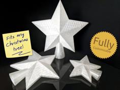 Fully Customizable Christmas Tree Star Topper 3D Printer Model