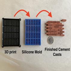 Miniature Brick Model For Creating A Silicone Mold To Cast Resin Or Cement Bricks 3D Printer Model