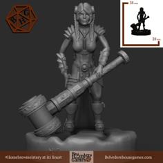 Dwarf Blacksmith 28mm Support Free 3D Printer Model